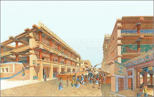 Artist rendering palace of Knossos